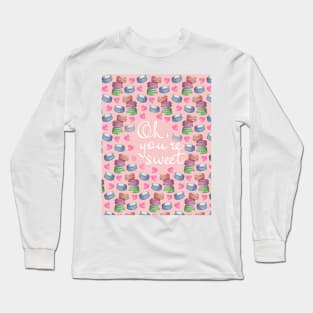 Oh Youre Sweet Macaron Dreams Watercolour White Long Sleeve T-Shirt